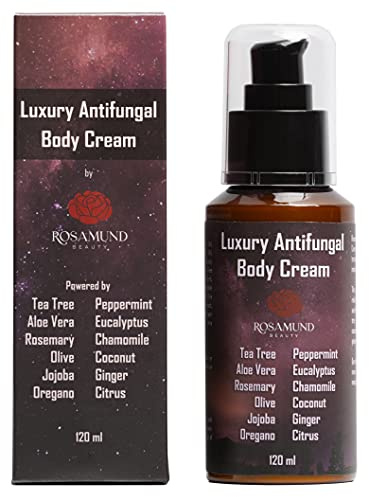 Luxury Antifungal Body Cream | Tea Tree | Antibacterial | Relieve Eczema, Athlete’s Foot, Ringworm, Toenail Fungus, Jock Itch, Warts and Verrucas | Natural Ingredients | Deluxe Size | 120ml