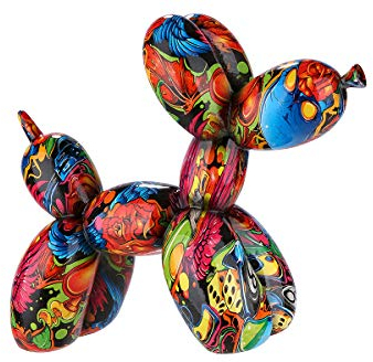 Dreamlight Moderne Skulptur Dekofigur Ballon Hund POP Art aus Kunststein Mehrfarbig 22x18 cm