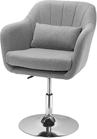 HOMCOM Fauteuil de Salon Hauteur Réglable Lin Gris