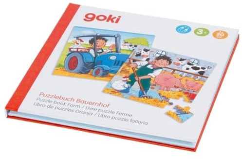 goki 57384 - Puzzlebuch Bauernhof mit 2 x 20 magnetischen Puzzleteilen