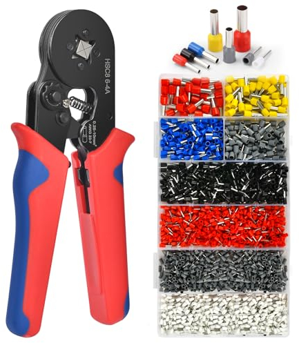 Flintronic Crimpadora Terminales Electricos, 1800 Piezas Alicates Electricista de férula con Conectores Cable para terminales electricos de 0.25-10mm² HSC8 6-4, kit instalación y reparación
