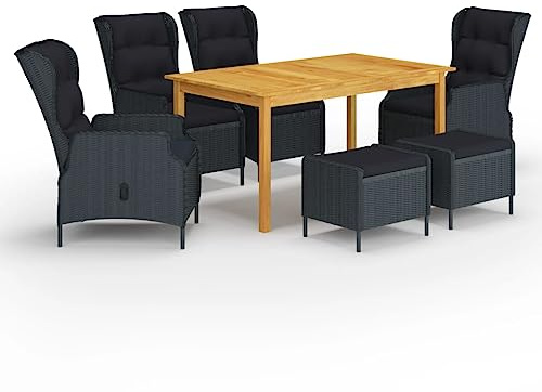 KTHLBRH Set di mobili da giardino per terrazze, mobili da balcone, 7 pezzi, grigio scuro