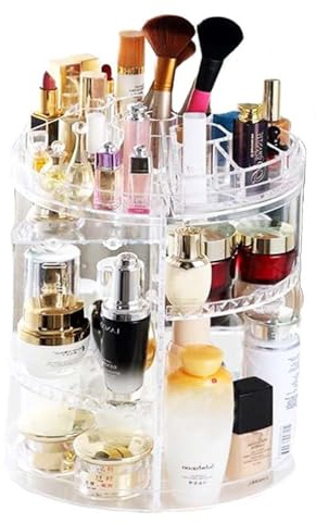 Globly Portatrucco Rotante a 360° Organizzatore per Prodotti di Cosmetica e Bellezza Trucchi Pennelli e Profumi