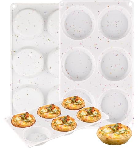 2 Pezzi Stampo Muffin, 6 Cavità Stampi Muffin Silicone, Riutilizzabile Teglia Muffin, Muffin Stampo, Stampo per Muffin, Stampi Muffin Adatto per Torte Formaggio Budini Muffin Torte All'uovo (Bianco)