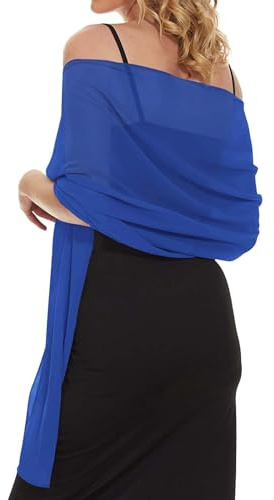 Womens Chiffon Scarf Shawls and Wraps for Evening Dress Elegant Wedding Cover Up,Royal Blue