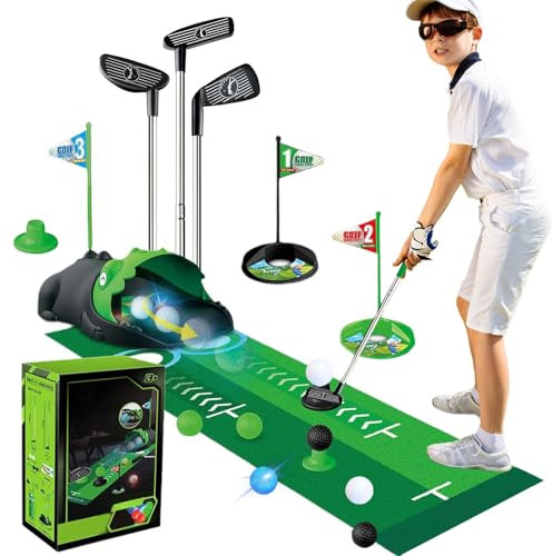 Set di Giocattoli da Golf per Bambini,18PCS Indoor Outdoor Golf Valigia Gioco con 3 Mazze da Golf Colorati,Mini Golf per Casa 8 palle,Mini Golf Set Giocattolo all'aperto,Giocattolo per Ragazzi