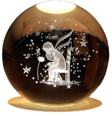 YJDZ Luz nocturna de bola de cristal - Decoración de vidrio cálido colorido y luminoso (Petit Prince et Rose)