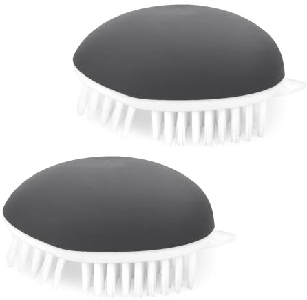 Vegetable Brush Potato Scrubber Brush Non Slip Comfortable Fruit Cleaning Tools for Washing Fruit Mushrooms Carrot or Tough-Skinned Vegetables (2 Pack Grey)