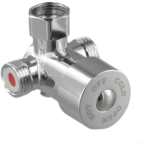Yhenlovtt Válvula mezcladora de agua fría caliente, mezclador termostático G1/2, control de temperatura ajustable, para grifo automático