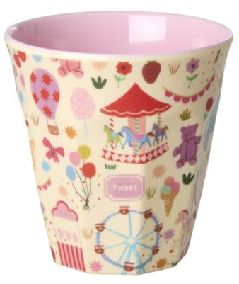 ReWu Rice Gobelet en mélamine rose moyen – Impression équitable amusante – Gobelet pour enfant – Vaisselle de camping – Vaisselle en mélamine incassable sans BPA 250 ml