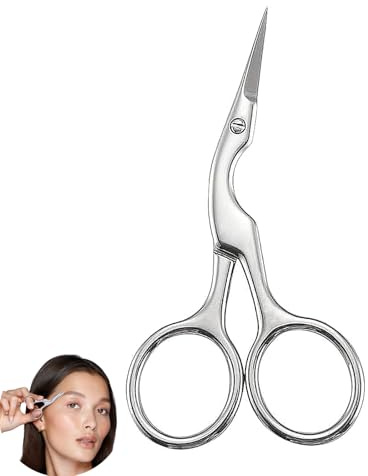 Forbici per sopracciglia, per modellare sopracciglia, naso, baffi, ciglia, peli delle orecchie, unghie e cuticole (argento)