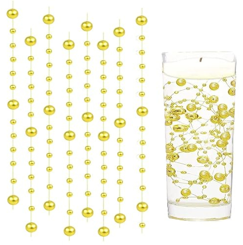LuyoNova 20 Piezas Perlas Flotantes Velas Decorativas Oro Cuerdas Velas Flotantes Para Agua Perlas Imitación Flotantes Jarron para Boda Decoración Centro de Mesa Celebraciones Decoración del Hogar