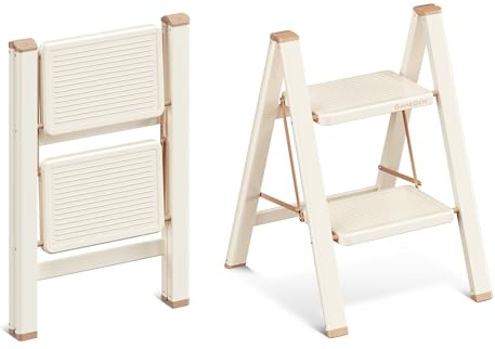 GameGem Escabel de 2 Peldaños, Escalera Plegable con Base Antideslizante