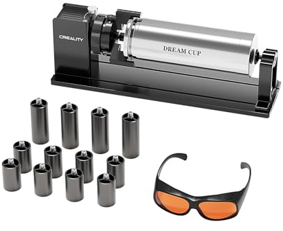 Creality rotationsrullar Pro uppgraderingssats för Falcon A1 10 W lasergravyrer, med skyddsglasögon och upphöjningar, multifunktionella justerbara rullar för gravering av cylindriska föremål, vinglas