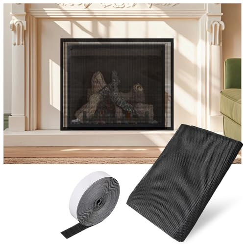 Pvc Mesh Fireplace Cover Covers Indoor Fireplace Guard Screen Gate Protector non-Fireproof for Pets Child Proof Mesh Screen Fireplace Screen Safety Cover Protects Floors from Sparks Embers (29x40in)