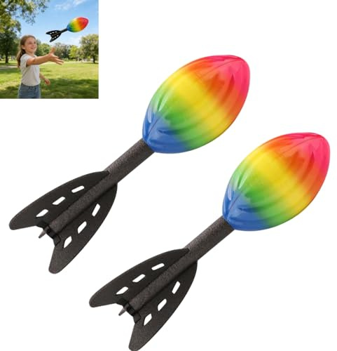 Howler Foam Ball, Soft Whistle Throw Rocket with Tail, Lightweight Long Distance Football with Built In Whistle, Rocket Throwing Toy for Outdoor Yard & Playground Games (Gold_2Pcs)
