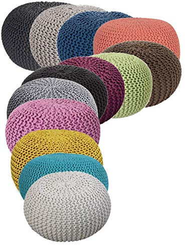 Northam Sgabello – Puff/Pouf/Pouf a Maglia Grossa Ø in Verde. Colori, Bordeaux