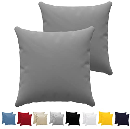 Dreamzie Kissenbezug 80x80 (Set mit 2) - 100% Jersey Baumwolle 150 g/qm Kissenbezüge -Anthrazit - Für Kissen 80 x 80 cm - Kissenhülle - Kissenbezug - Resistent und Hypoallergen