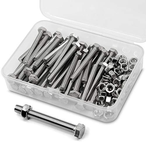 M5*30mm 60 Stück 304 Edelstahl Sechskantschrauben Bolzen und Muttern set, Maschinenschrauben schrauben