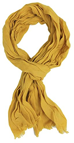 Bufanda de lana para hombre y mujer, aspecto arrugado, color amarillo, fabricado en Alemania