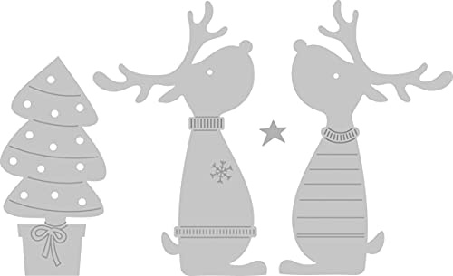 Rayher stansmallar set renvänner, för kortdesign, scrapbooking och mycket mer, uppsättning 4 stenciler, 0,5-3,8 cm x 0,5-6,5 cm, prägling mallar, stansmallar jul, 50248000