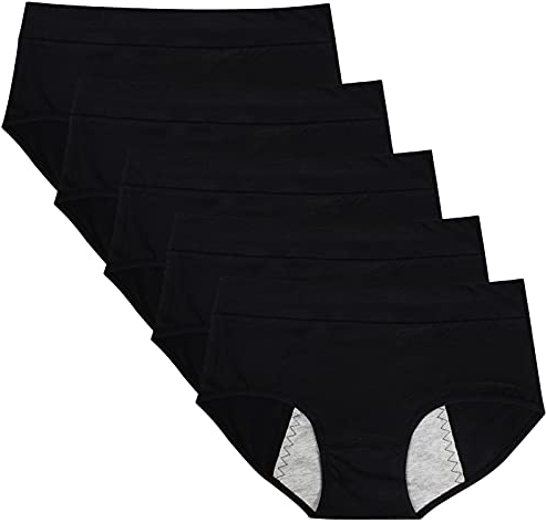 RUNYA Perioden Unterwäsche Unterhosen Damen Baumwolle Slip Postpartum Menstruation Unterwäsche 5er Pack XL