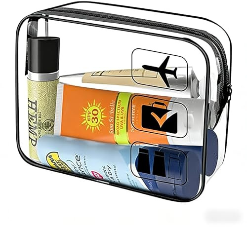 TSA Approved Toiletry Bag with Zippers Travel Accessories Portable Waterproof Cosmetic Makeup Bags Transparent Security Toiletry Bags for Men, Women and Kids