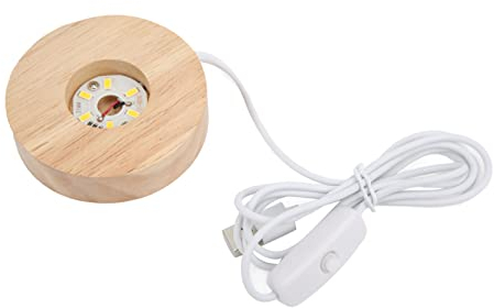Base Luce Led 2 Cm Interruttore Illuminazione 0.8In Lampada Portalampada In Legno Massello Di Quercia 5V Decorazione Rotonda Lampade Da Terra In Legno Di Quercia (base luce calda)