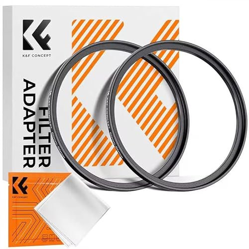 K&F CONCEPT 2 pcs Filtro Anillos 58-77mm,Anillo Adaptador de Filtro Step-UP de Objetivo con Un Paño de Limpieza