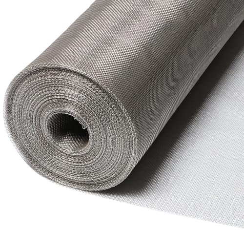 Yoeoefuo Metallgitter Drahtgitter Feinmaschig 12 Mesh 304 Edelstahl Drahtgeflecht Wire Mesh 1x5m 1x10m 1x15m GitterRolle Maschendraht Metall Fliegengitter Filterschutz Gitterzaun(Size:1x4m)