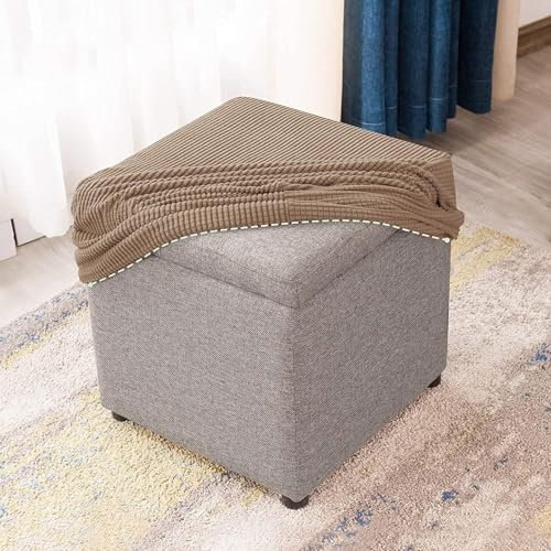 uyeoco Cuadrado Funda Otomana Elástica Funda de Puff Taburete Cubo de 40x40/45x45/50x50 Funda para Reposapiés Cubierta Otomana Taburete Sofá Protector(H,40X40CM)
