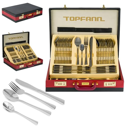 Lot de 72 couverts en acier inoxydable pour 12 personnes - Couverts dans un coffret - Couverts pour 12 personnes