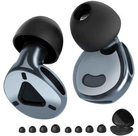 Dazhtu Tappi Orecchie Dormire,Tappi per le orecchie per la cancellazione del rumore,morbidi e riutilizzabili,in silicone,per protezione dell'udito,con 8 tappi,per Dormire,Lavoro,Studio (Blu nero)