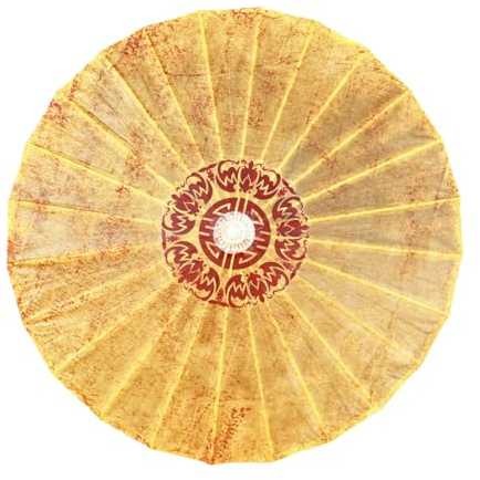 Odot 24 Costillas Paraguas de Papel Japonés, Clásico Rota Sombrilla de Bambú Chino, Paraguas de Papel Engrasado Seda, para Bodas,Fiesta,Recitales de Baile Fotografía (Amarillo Retro,84cm)