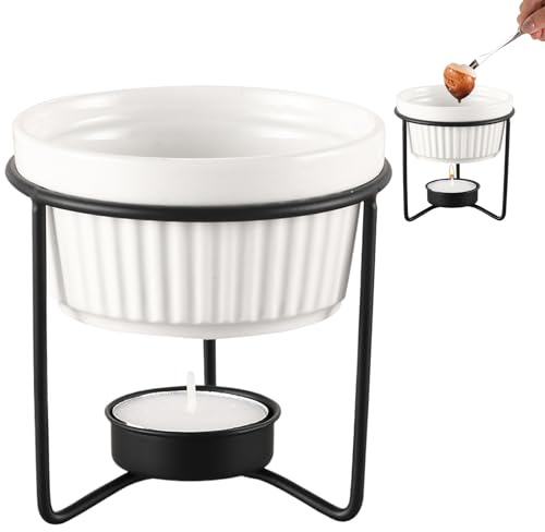 Faitout chauffant portable en céramique, ensemble de fondue au fromage, base chauffante pour bougies, petit plat de service pour fruits de mer, chocolat, thé, dessert, collations, fruits, lait, sauce