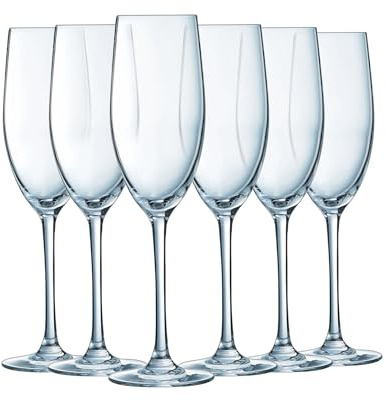 Chef & Sommelier Collezione Cabernet – Set da 6 flûte da champagne 24 cl in vetro cristallino – Champagne, spumante e prosecco – Alta resistenza – Lavabili in lavastoviglie – Fabbricati in Francia