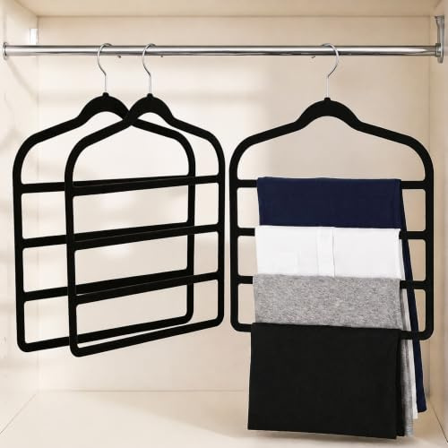Umllpet Byxhängare platsbesparande, 3 stycken halkfria galgar byxor, flerfaldiga byxhängare, klädhängare för kläder, byxgalgar för byxor, jeans, halsdukar, kjolar