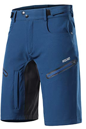 ARSUXEO Pantalones Cortos de Ciclismo para Hombre de Corte Holgado con Pretina Que Absorbe la Humedad 2006 Azul Oscuro S