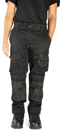 Security Lines Men's Highland Multibolsillos Work Pants Pantalones de Seguridad con Cremallera YKK Pantalones elásticos tamaño de Cintura - 34 a 60 (Negro, 36)