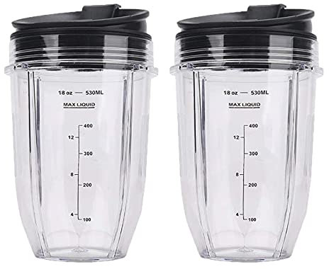 Bearman 2 Pcs 18Oz Replacement Ninja Blender Cups with Lid for Ninja IQ BL480 BL642 BL450 BL682 BL480, BL490, BL640 BL680