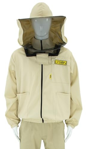 LYSON Imkerjacke mit abnehmbarem Hut, Imkerbluse mit Schleier, Schutzhemd für Imker Beekeeping Jacket Schutz gegen Bienen Insekten Imkerbekleidung Grösse L Imkereibedarf Imkerzubehör
