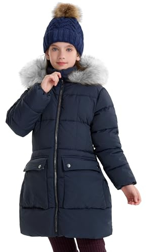 maoo garden Manteau d'hiver Bouffant pour Filles Parka de Neige Épaisse Doublure en Fourrure Duveteuse Capuche Veste Résistante à l'eau