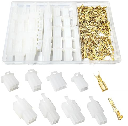 YIXISI 190 PCS 2.8mm 2 3 4 6 Pin Automotive Electrical Wire Connectors Kit, Male/Female Wire Connector Housing and Pin Header Crimp Wire Terminals, for Motorcycle, Bike, Car, Boats (White)