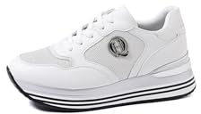 QUEEN HELENA Sneakers con Plateau Scarpe da Ginnastica Platform Leggere Casual Donna X30-16 (Bianco, Sistema Taglie Calzature EU, Adulto, Donna, Numero, Media, 37)