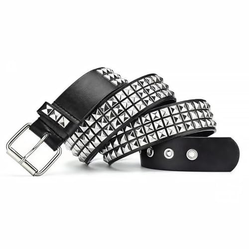 Nietengürtel, Y2k Gürtel Nietengürtel Gürtel, Gothic LedergüRtel, Metall Punk Rock Nietengürtel, Punk-LedergüRtel, Y2k LedergüRtel für Jeanshosen Rockwear (Schwarz)