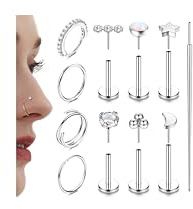 Adramata Piercing Nez Acier Chirurgical, Labret Lèvre Sans Fil, Medusa, Petit Anneaux Oreille, Conch, Or Argent, Helix, Tragus