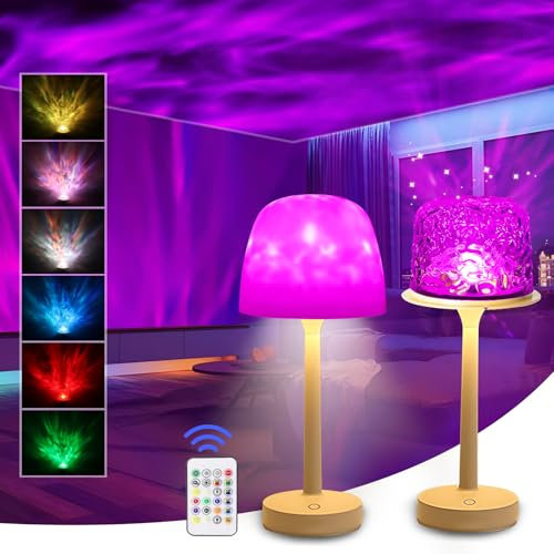 Galaxy Light Projector for Bedroom, 3 in 1 Rechargeable Ocean Lamp, Cordless 16 Colors Aurora Northern Lights Projector, 30 Lighting Modes Sensory Wave Projector Desk Lamp for Kids/Party (style1)