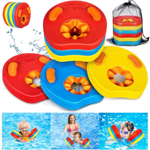 NLMWTI 6 Stück Schwimmscheiben für Kleinkinder, Schwimmhilfe Schwimmscheiben mit Aufbewahrungstasche Arm Schwimmplatte Eva Rund Delphin Schwimmen Schwimmflügel für Kinder 2-6 Jahre