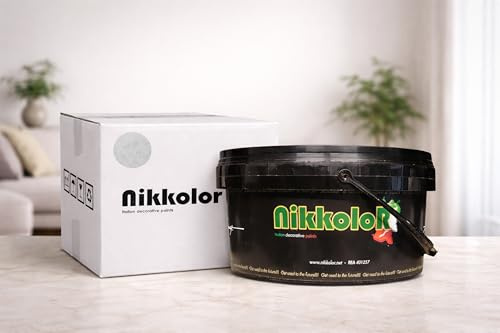Nikkolor Perla d’Oriente – Pittura Decorativa Perlata Effetto Sabbiato | Lavabile e Antimuffa | Finitura Elegante per Interni | Facile Applicazione | 2,5 L (25–30 m²) | Silver