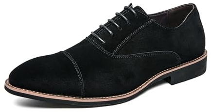 Oxford Chaussures habillées classiques à lacets en daim pour homme Chaussures habillées confortables pour bureau, Noir , 41 1/3 EU